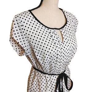 Two Hearts Maternity Size Small Maternity Short Dress Polka Dot White Black Tuni